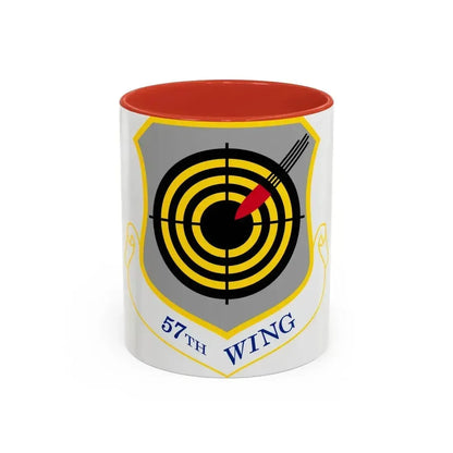 1058px USAF 57th Wing shield (U.S. Air Force) Accent Coffee Mug 11oz Red - Go Mug Yourself