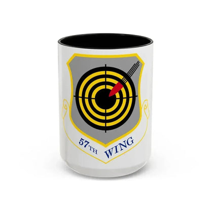 1058px USAF 57th Wing shield (U.S. Air Force) Accent Coffee Mug 15oz Black - Go Mug Yourself
