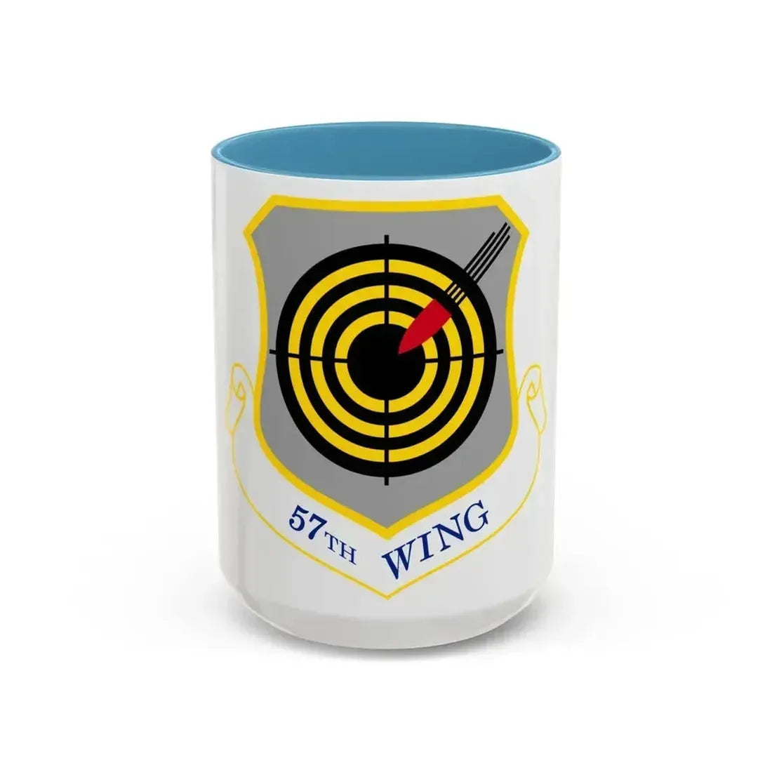 1058px USAF 57th Wing shield (U.S. Air Force) Accent Coffee Mug 15oz Light Blue - Go Mug Yourself