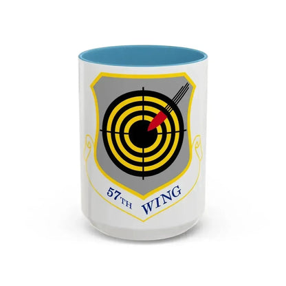 1058px USAF 57th Wing shield (U.S. Air Force) Accent Coffee Mug 15oz Light Blue - Go Mug Yourself