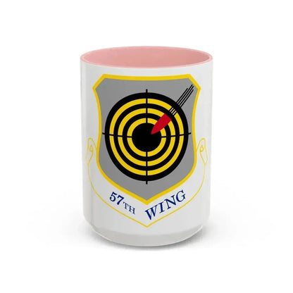 1058px USAF 57th Wing shield (U.S. Air Force) Accent Coffee Mug 15oz Pink - Go Mug Yourself