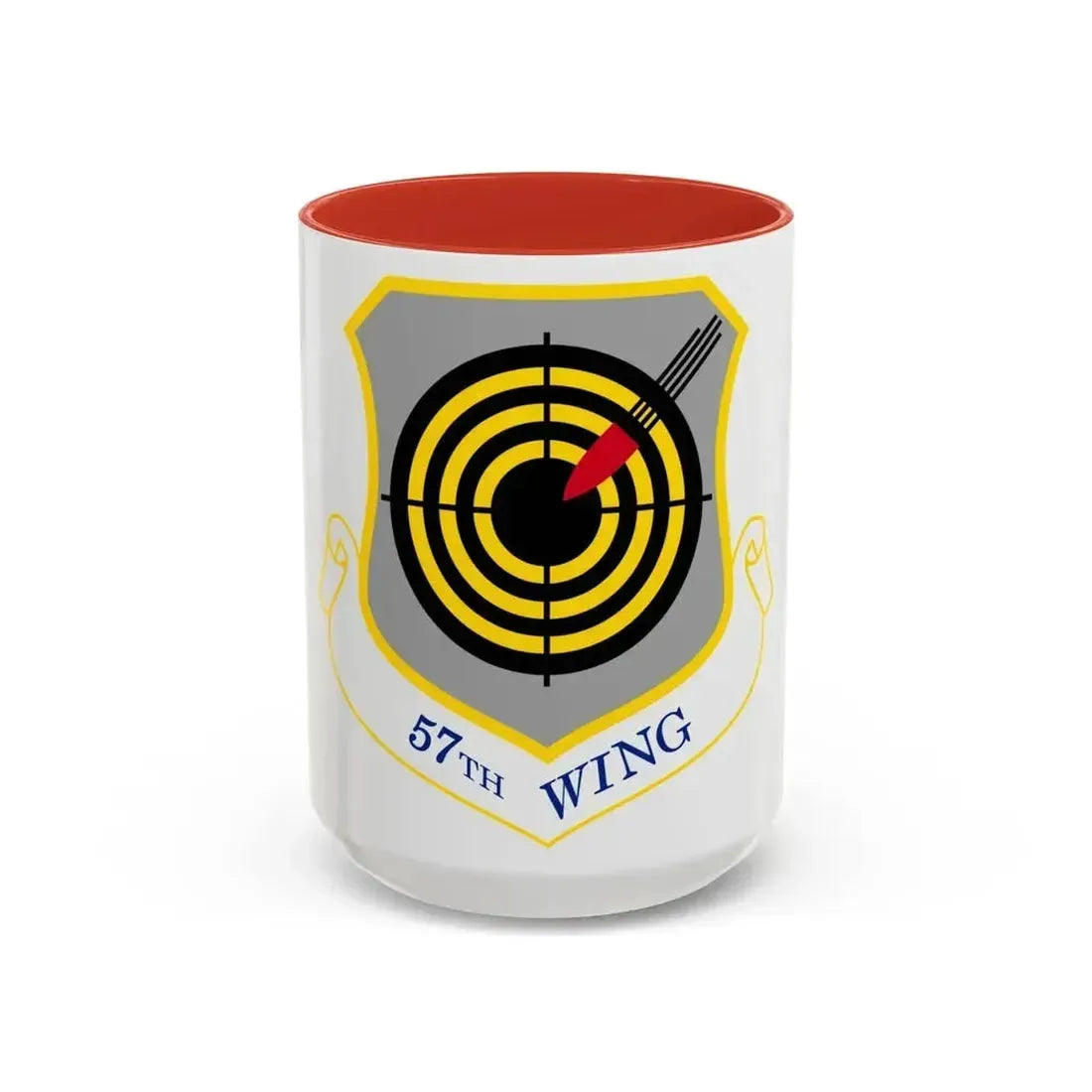 1058px USAF 57th Wing shield (U.S. Air Force) Accent Coffee Mug 15oz Red - Go Mug Yourself