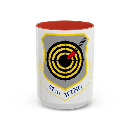 1058px USAF 57th Wing shield (U.S. Air Force) Accent Coffee Mug 15oz Red - Go Mug Yourself