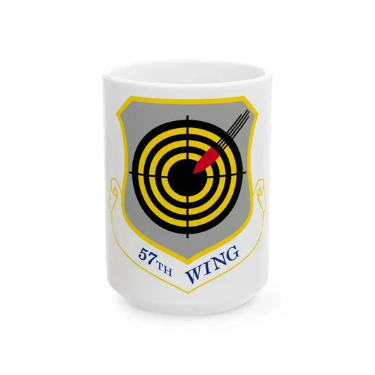 1058px USAF 57th Wing shield (U.S. Air Force) White Coffee Mug 15oz - Go Mug Yourself
