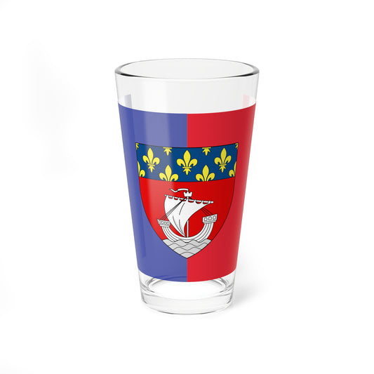 Flag of Paris with shield (France) Pint Glass 16oz