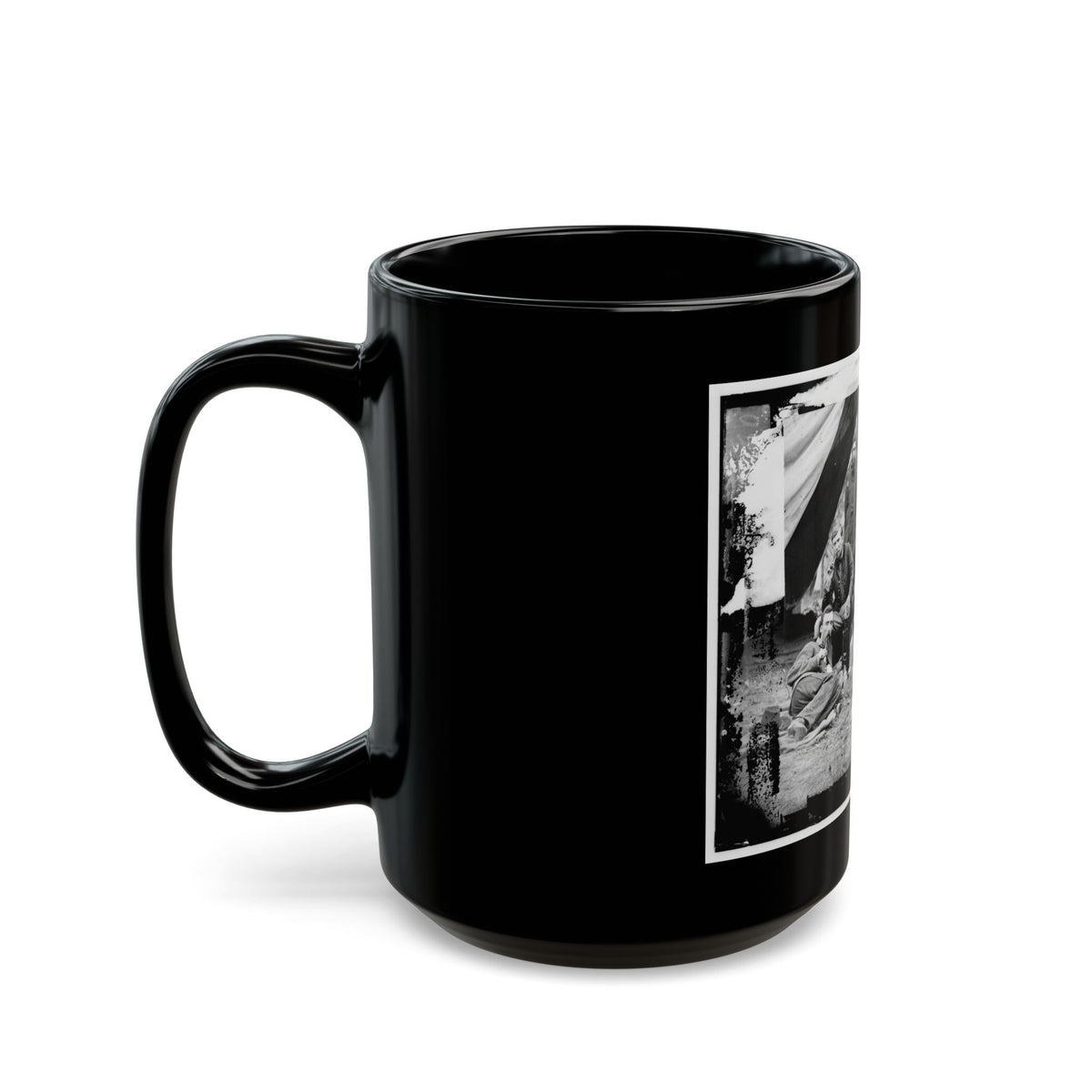 The Peninsula, Va. The Staff Of Gen. Fitz-John Porter; Lts. William G. Jones And George A. Custer Reclining (U.S. Civil War) Black Coffee Mug