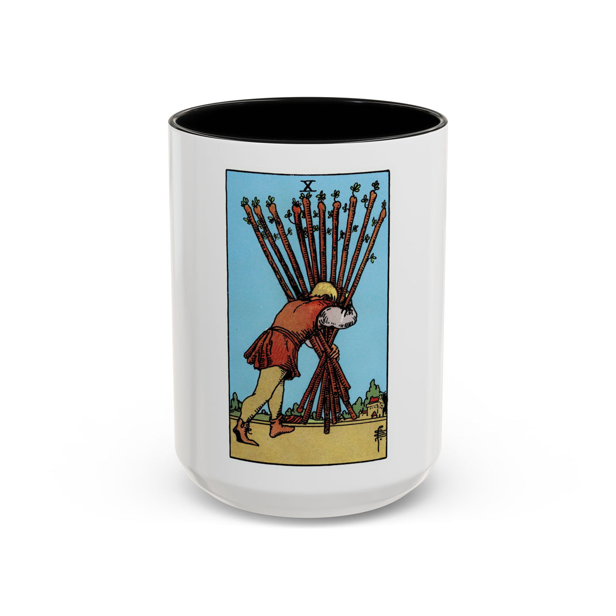 The 10 of Wands (Tarot Card) Accent Coffee Mug