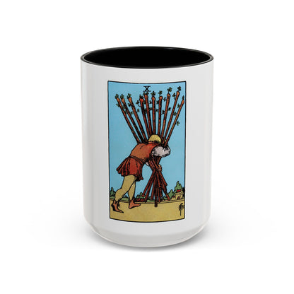 The 10 of Wands (Tarot Card) Accent Coffee Mug