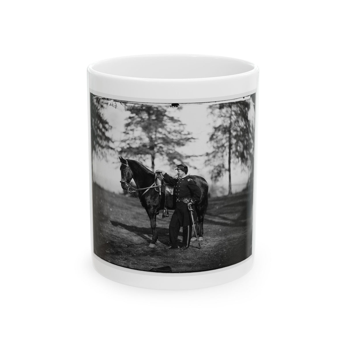 Brandy Station, Va. Lt. Col. Orson H. Hart, A.A.G. Of 3d Corps, And Horse (U.S. Civil War) White Coffee Mug