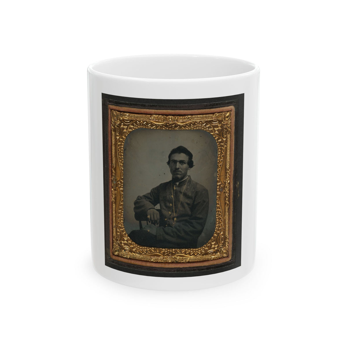 Unidentified Soldier In Confederate Uniform Wearing Chain (U.S. Civil War) White Coffee Mug