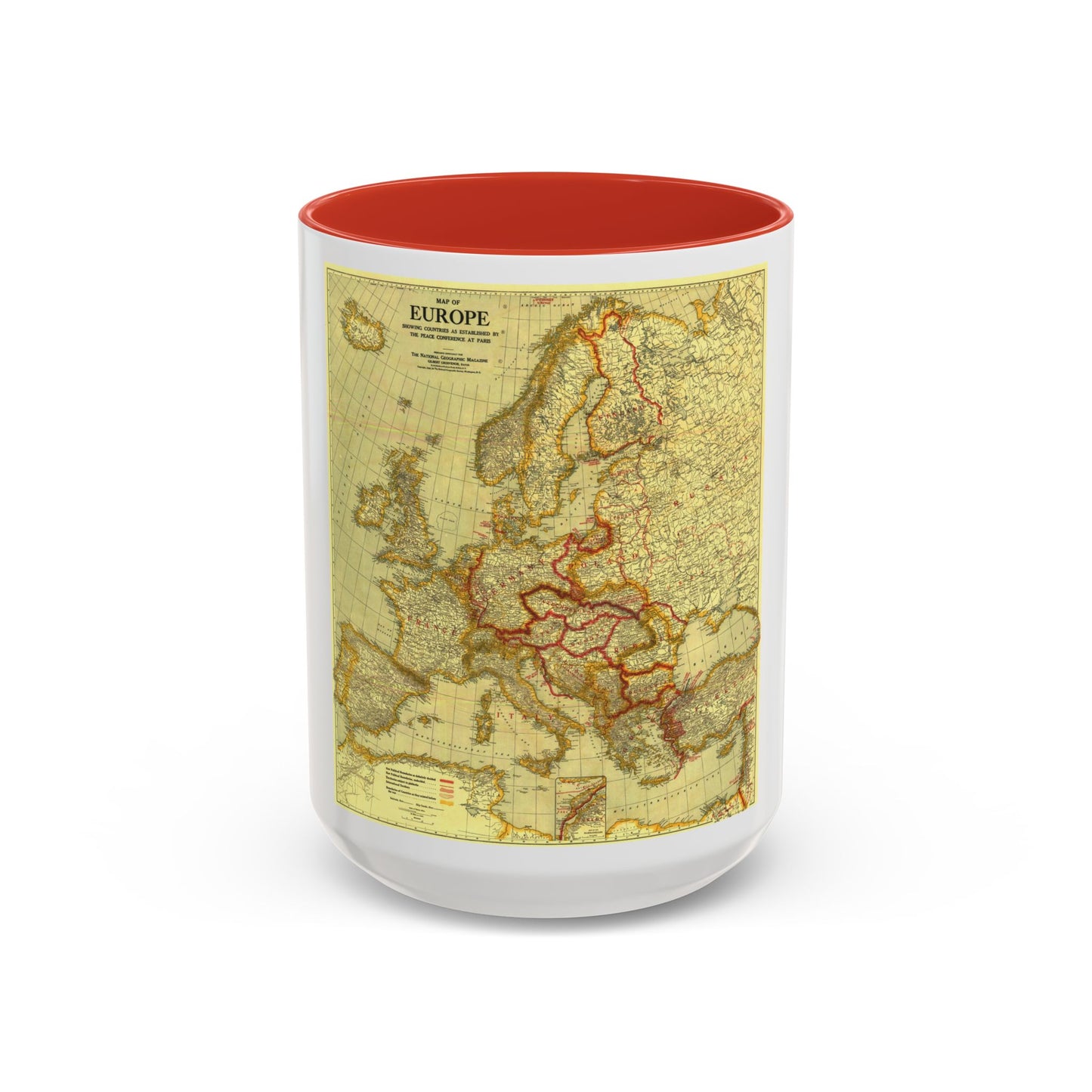 Europe, Conférence de paix à Paris (1920) (Carte) Tasse à café Accent