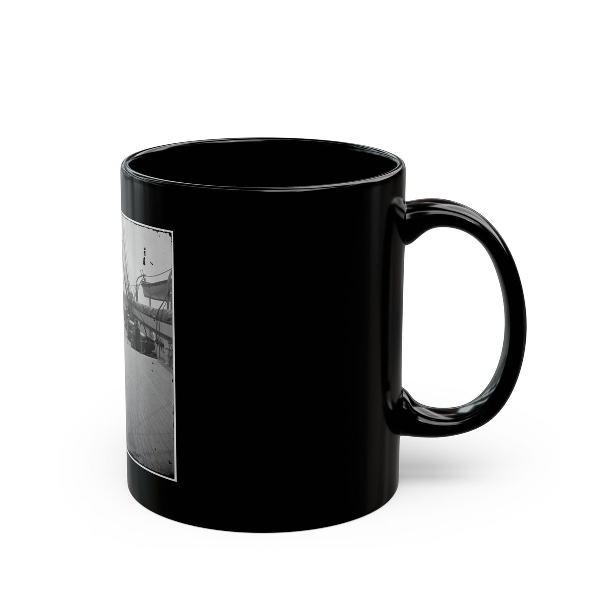 Charleston Harbor, S.C. Crew Members, Quarterdeck, And Starboard Battery Of U.S.S. Pawnee (U.S. Civil War) Black Coffee Mug