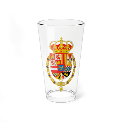 Escudo de Armas de Felipe V con Toison y Cruz Espiritu Santo (Spain) (Coat of Arms) Pint Glass 16oz