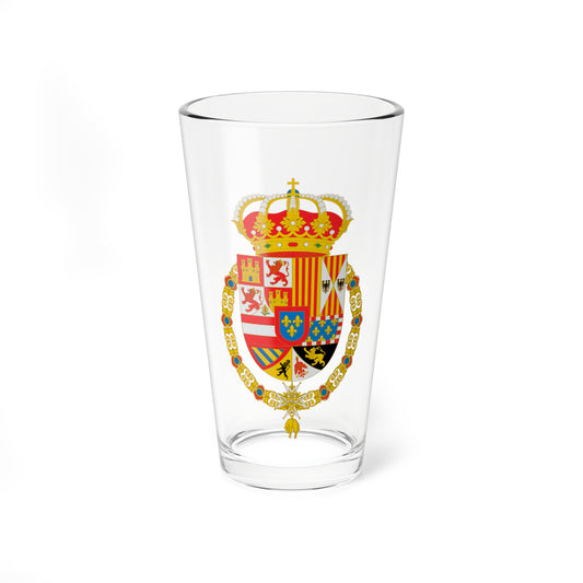 Escudo de Armas de Felipe V con Toison y Cruz Espiritu Santo (Spain) (Coat of Arms) Pint Glass 16oz