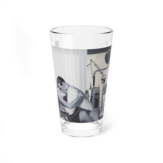 Love at the Dentist's Office, Men's Magazine Illustration - Pint Glass 16oz