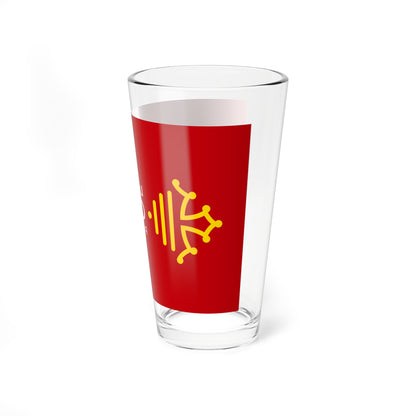 Flag of Region Occitanie Perpinya variation reverse (France) Pint Glass 16oz