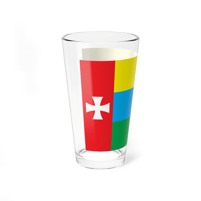 Flag of Kremenets Raion in Ternopil Oblast (Ukraine) Pint Glass 16oz