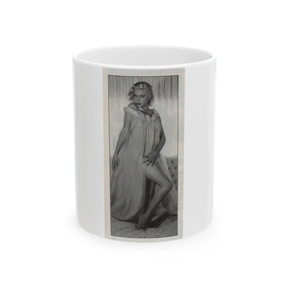 Jeanne Carmen #146 - Celebrity Sleuth Magazine B&W Photo Cropped (Vintage Female Icon) White Coffee Mug-11oz-Go Mug Yourself