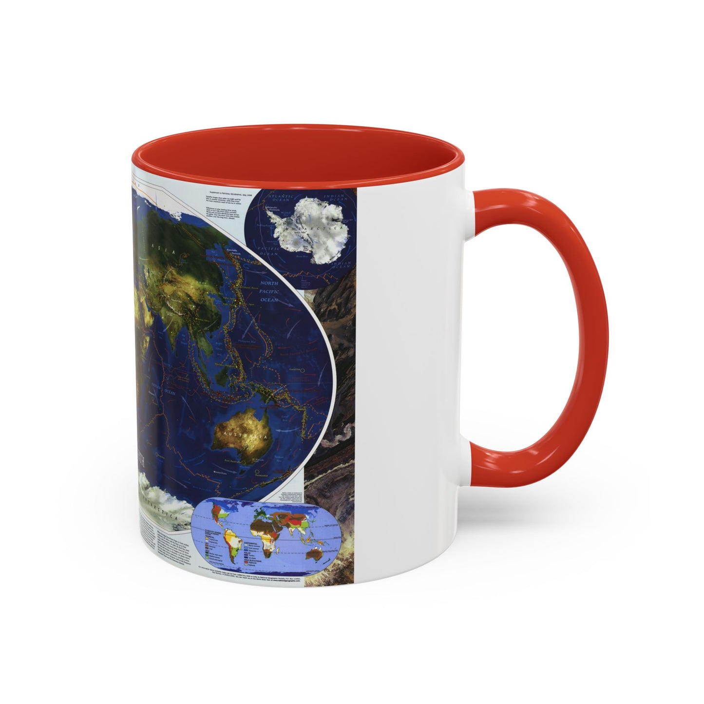 World Map - Physical Earth 1 (1998) (Map) Accent Coffee Mug