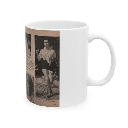 Dawn Richard #36 - [Pages 54 & 55] Including Pages 5 & 6 of 6 with, 2 B&W Photos+Captions from People Today Pocket Mag. Nov. '57 (Vintage Female Icon) White Coffee Mug-Go Mug Yourself