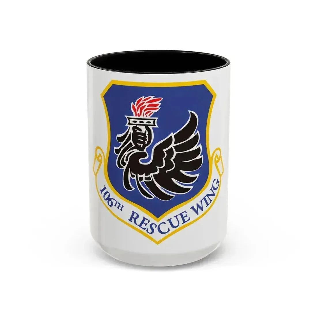 106th Rescue Wing logo 2 (U.S. Air Force) Accent Coffee Mug 15oz Black - Go Mug Yourself