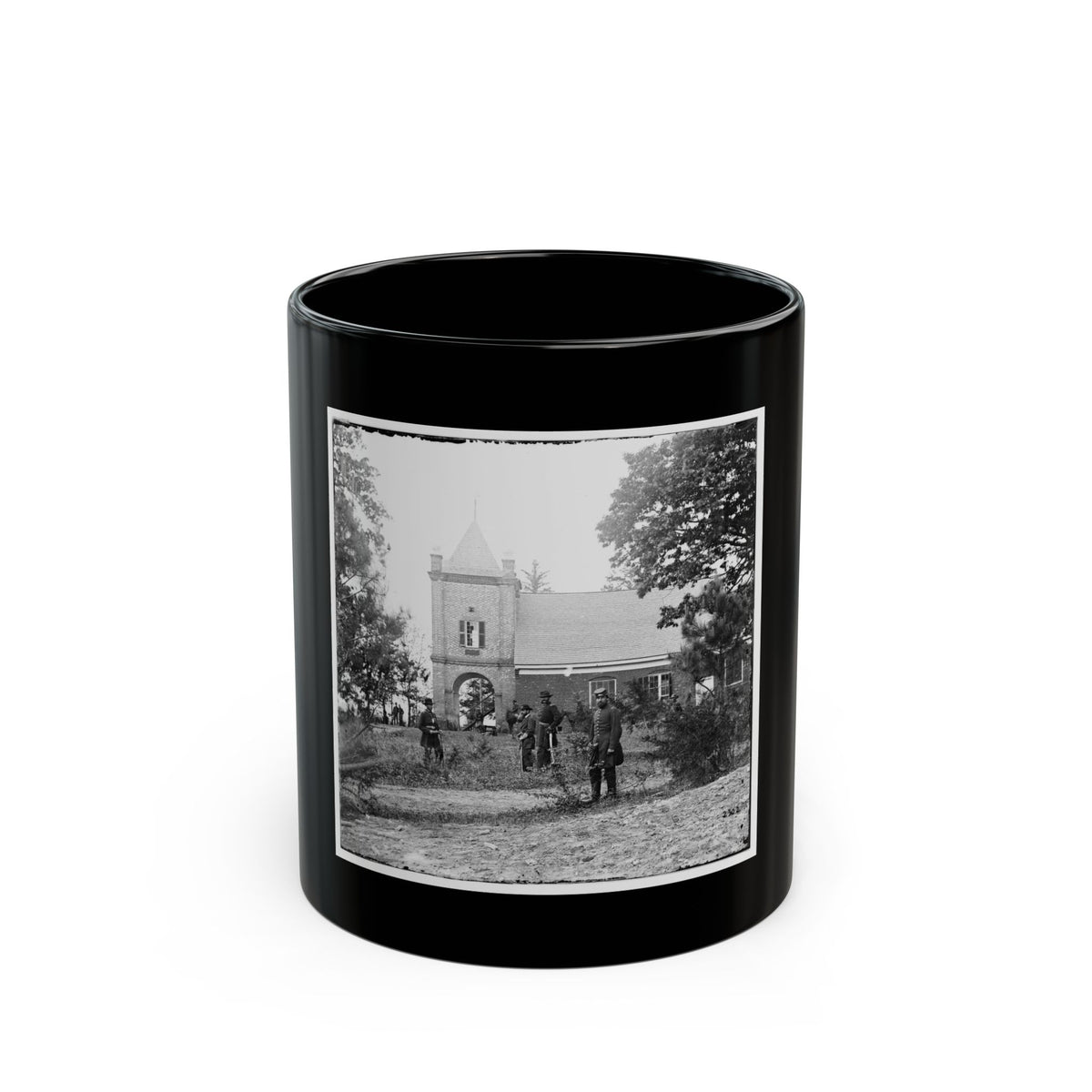 White House Landing, Va., Vicinity. St. Peter's Church, With Federal Soldiers (U.S. Civil War) Black Coffee Mug