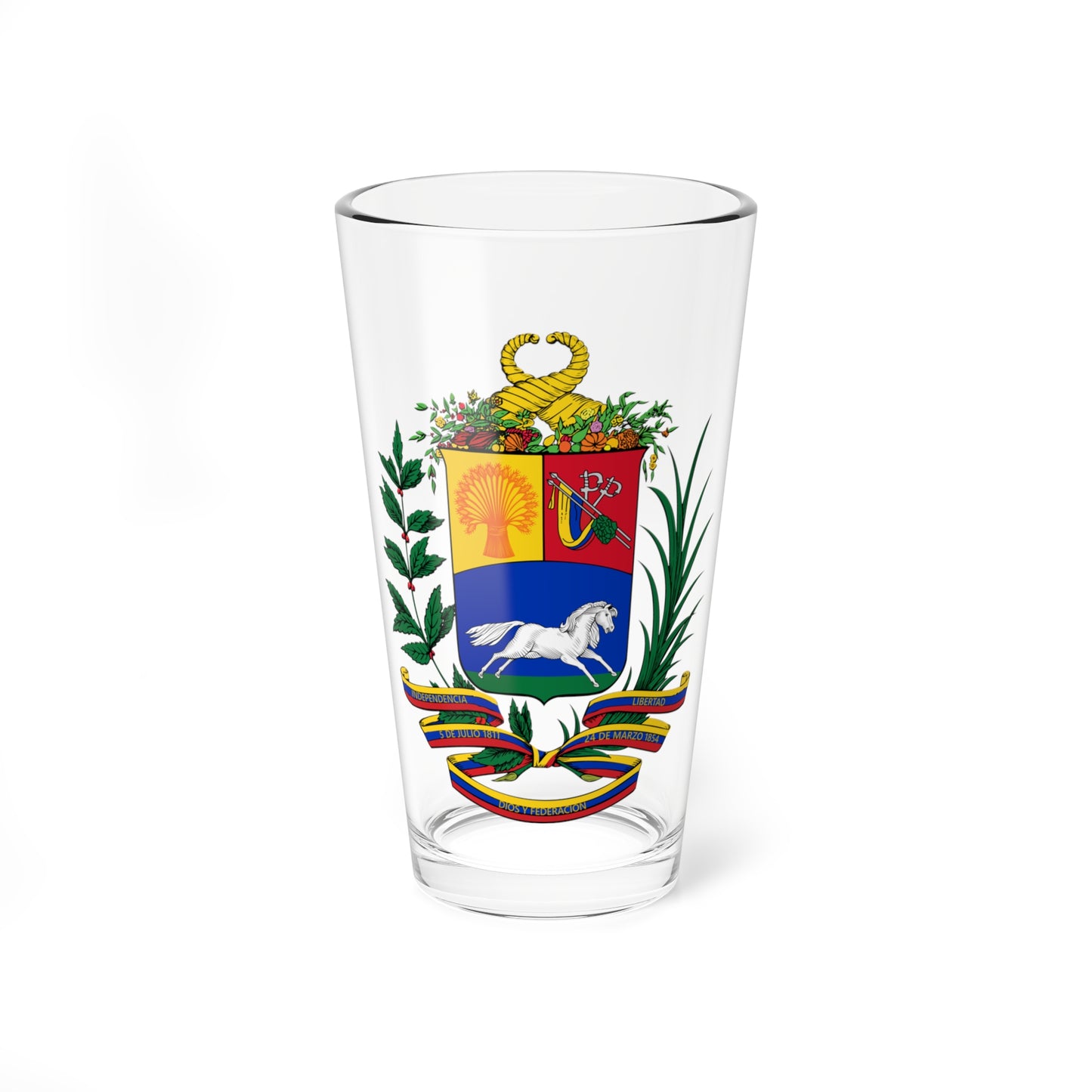 Coat of arms of Venezuela 1905-1911 (United States) (Coat of Arms) Pint Glass 16oz