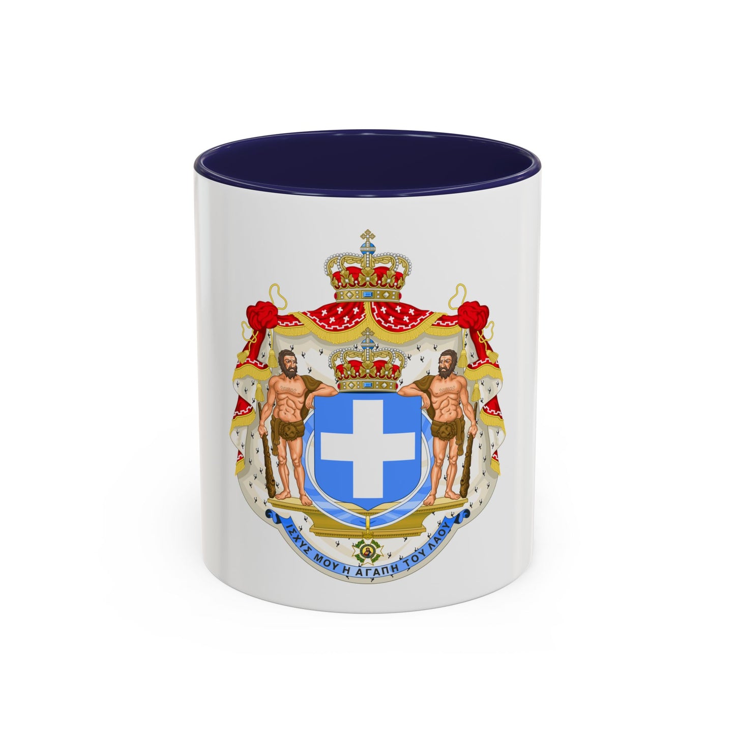 Royal Coat of Arms of Greece (blue cross) - Accent Coffee Mug