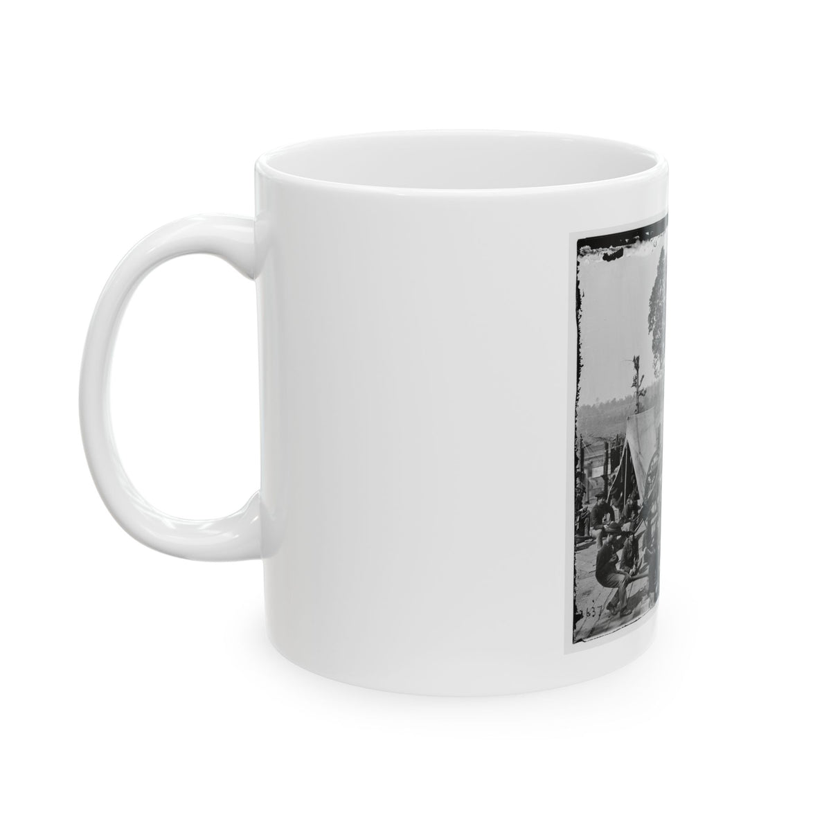 Atlanta, Ga. Federal Soldiers Relaxing By Guns Of Captured Fort (U.S. Civil War) White Coffee Mug