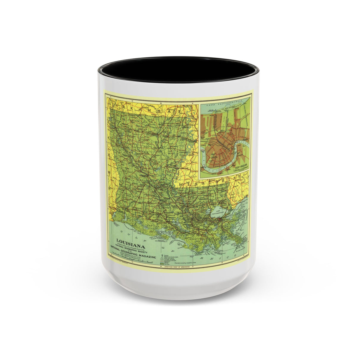 USA - Louisiana (1930) (Map) Accent Coffee Mug