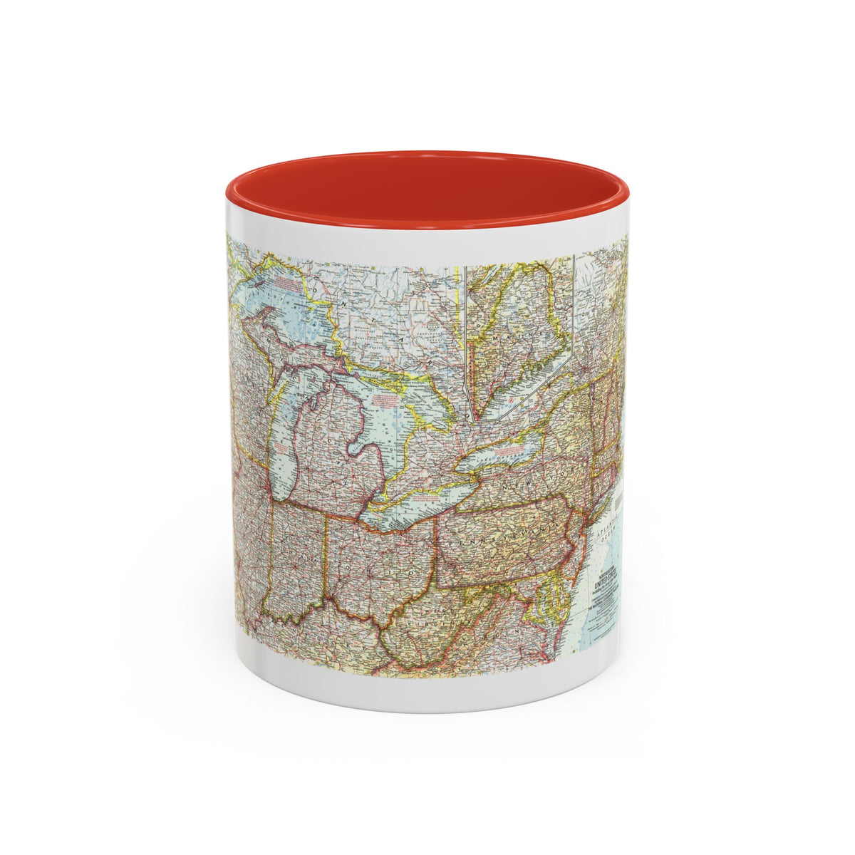 USA - Northeastern & Great Lakes (1959) (Map) Accent Coffee Mug