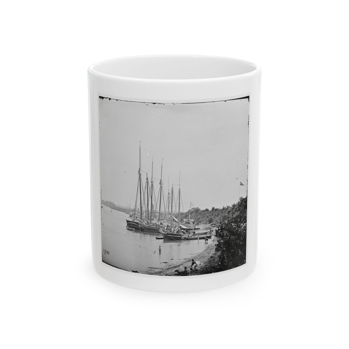 White House Landing, Va. View Down River, With Supply Vessels (U.S. Civil War) White Coffee Mug
