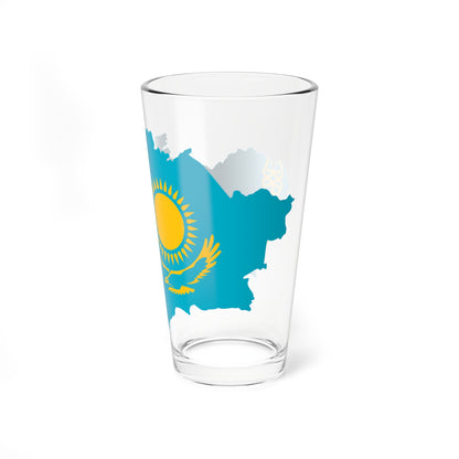 Flag map of Kazakhstan (Kazakhstan) Pint Glass 16oz