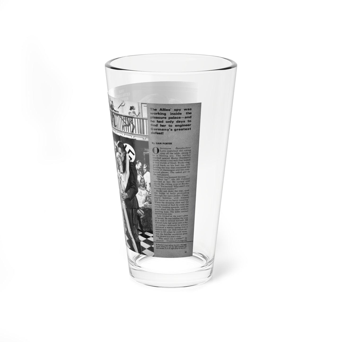 One-Man Raid On Hitler's No.1 'Bordello', Stag Annual 12, 1972 (Magazine Illustration) Pint Glass 16oz