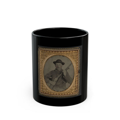Unidentified Soldier In Confederate Uniform With Berdan's Sharps Rifle And Colt 1862 Police Model Pistol (U.S. Civil War) Black Coffee Mug