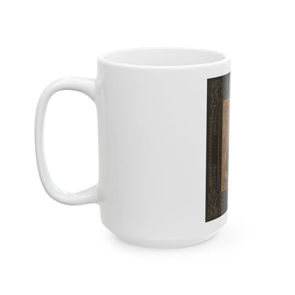 Private William F. Bower Of Company D, 21st Ohio Regiment Infantry Volunteers, With Bayoneted Musket (U.S. Civil War) White Coffee Mug