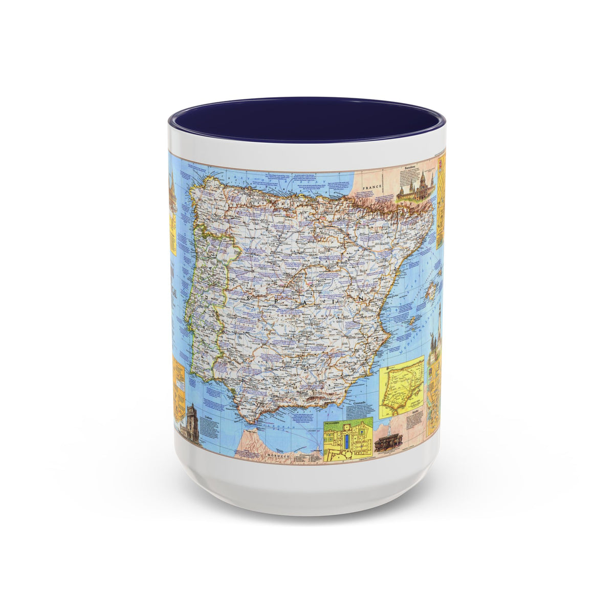 Spain and Portugal - A Traveller's Map 1 (1984) (Map) Accent Coffee Mug