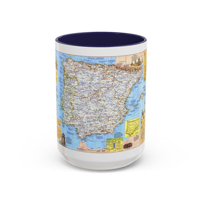 Spain and Portugal - A Traveller's Map 1 (1984) (Map) Accent Coffee Mug