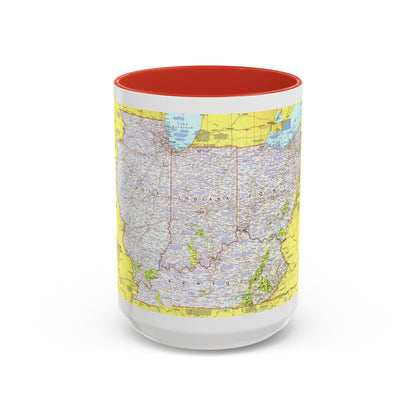 USA - Illinois, Indiana, Ohio, Kentucky 1 (1977) (Map) Accent Coffee Mug