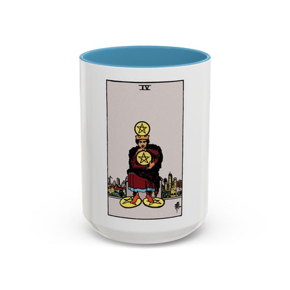The 4 of Pentacles (Tarot Card) Accent Coffee Mug