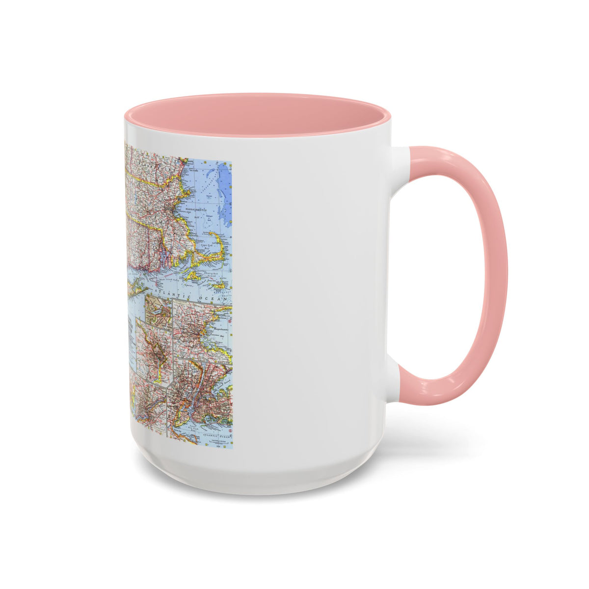 USA - Washington to Boston (1962) (Map) Accent Coffee Mug