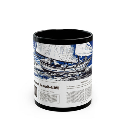 First around the world-Alone, Cavalier magazine, February 1957 - Black Coffee Mug-11oz-Go Mug Yourself