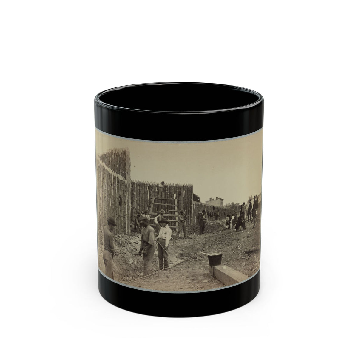 Building Stockade, Alexandria, Va.(2) (U.S. Civil War) Black Coffee Mug