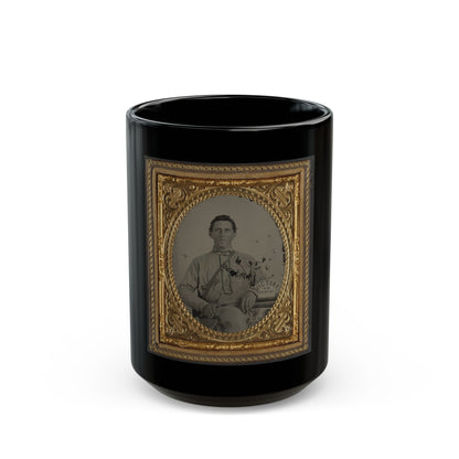 Private Silas A. Shirley Of Co. H, 16th Mississippi Infantry Regiment, With Books And Sign Reading Victory Or Death! (U.S. Civil War) Black Coffee Mug