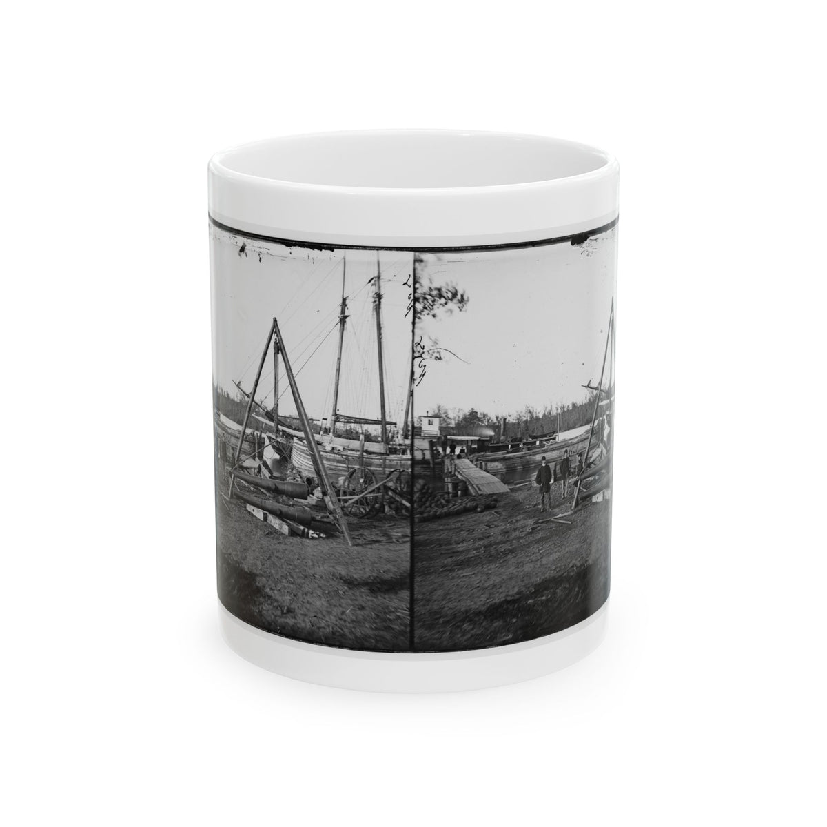 Broadway Landing, Va.  Tripod Artillery Swing By The Appomattox (U.S. Civil War) White Coffee Mug