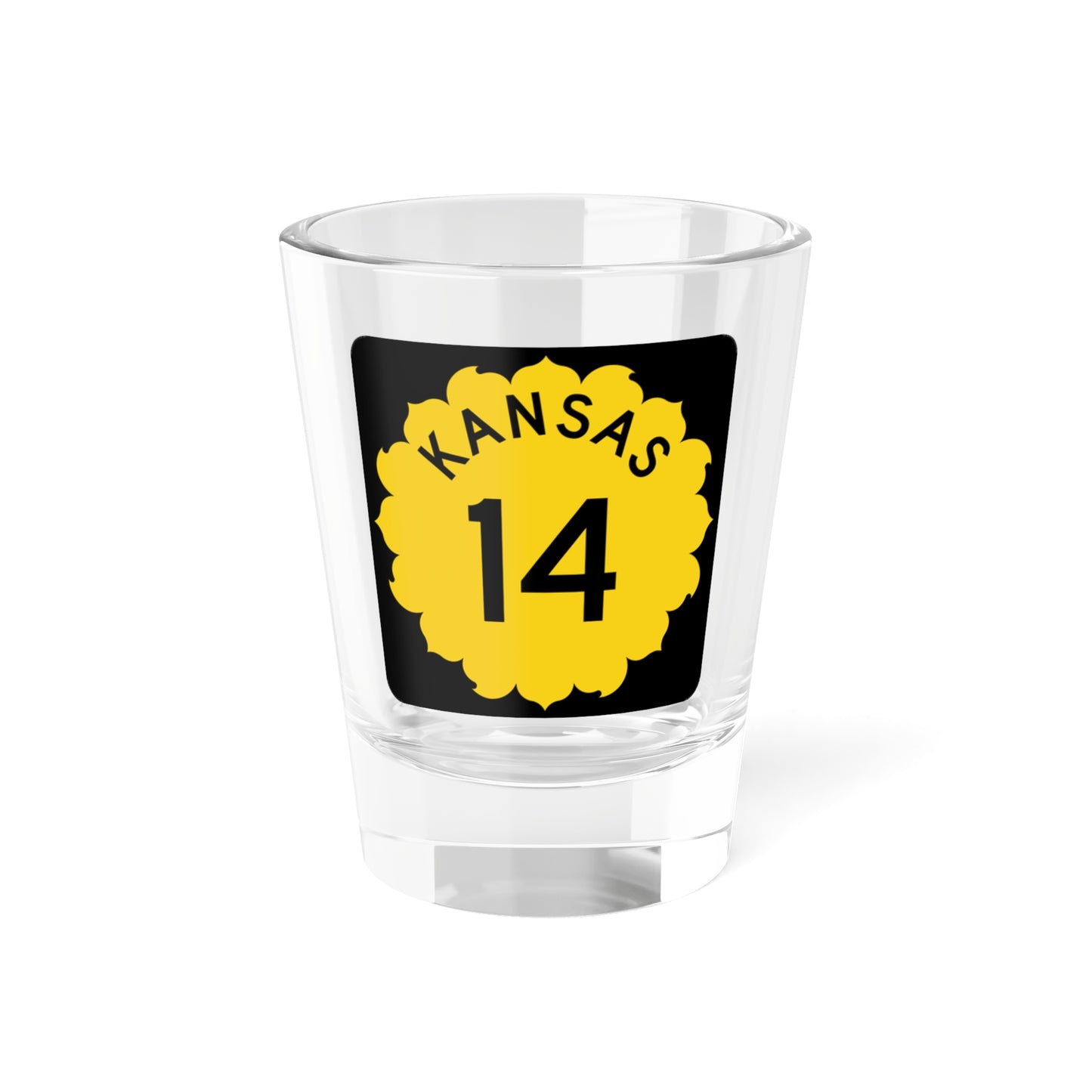 K-14 1962 (Kansas) (Road Sign) Shot Glass 1.5oz