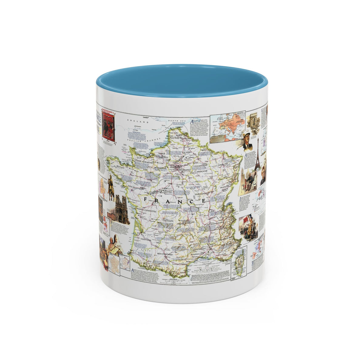 France- - Historical Evolution of a Nation (1989) (Map) Accent Coffee Mug