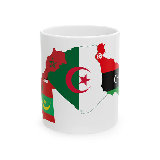 Flag map of Maghreb (Algeria) White Coffee Mug
