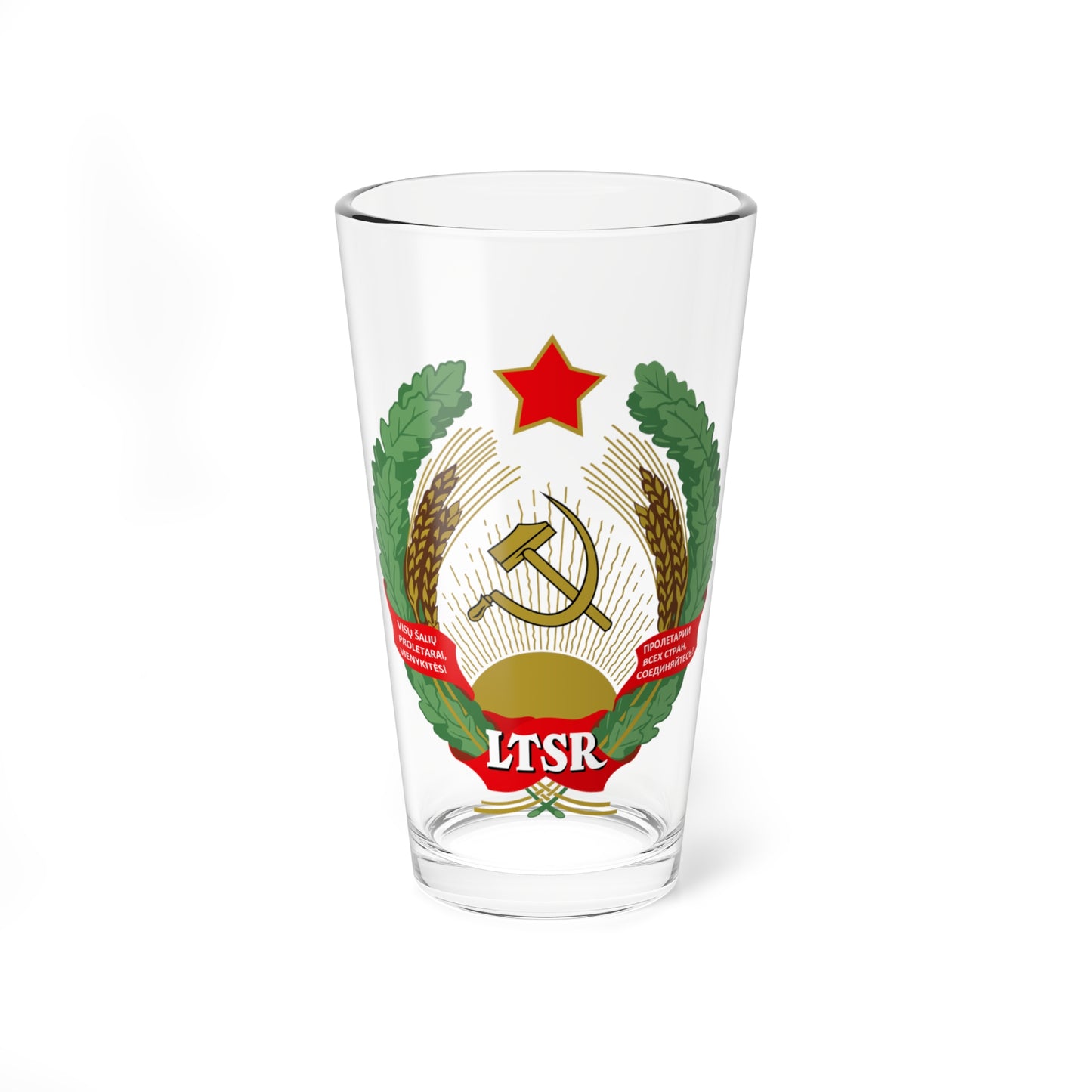 Emblem of Lithuanian SSR (Lithuania) (Coat of Arms) Pint Glass 16oz