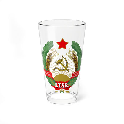 Emblem of Lithuanian SSR (Lithuania) (Coat of Arms) Pint Glass 16oz